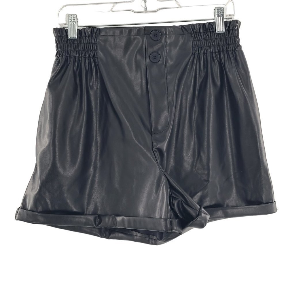 Talulah Full Of Drama Cuffed Faux Leather Shorts Black SZ‎ Large NWOT
